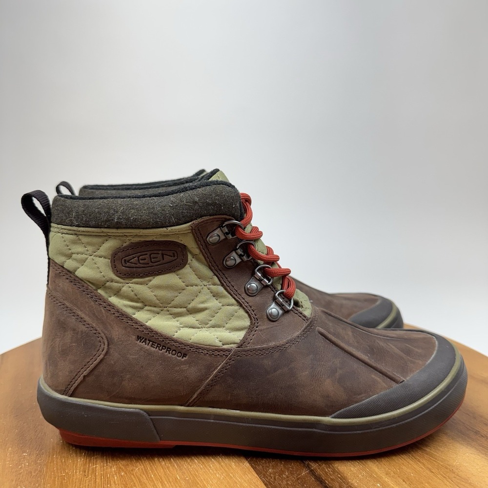 Womens Keen Elsa II Brown Leather Warm Quilted Winter Ankle Boots Size 9 M